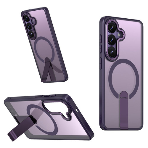 Samsung Galaxy S26+ Star Shine Series TPU + PC MagSafe Phone Case with Fold Holder - Purple
