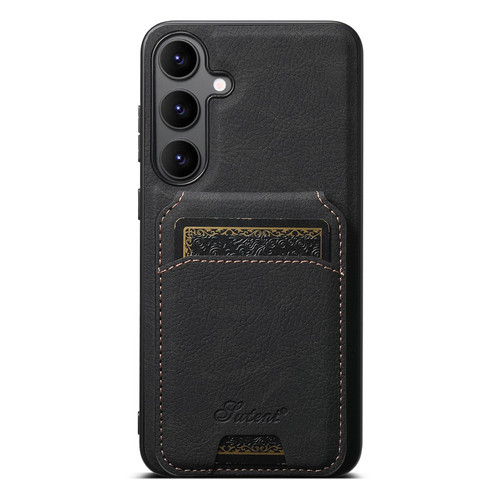 Samsung Galaxy S26+ Suteni H16 Litchi Texture Leather Detachable Wallet Back Phone Case - Black