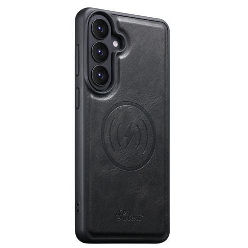 Samsung Galaxy S26+ Suteni H17 Oil Eax Leather MagSafe Detachable Wallet Phone Case - Black