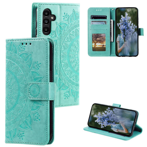 Samsung Galaxy S26+ Totem Flower Embossed Leather Phone Case with Lanyard - Green