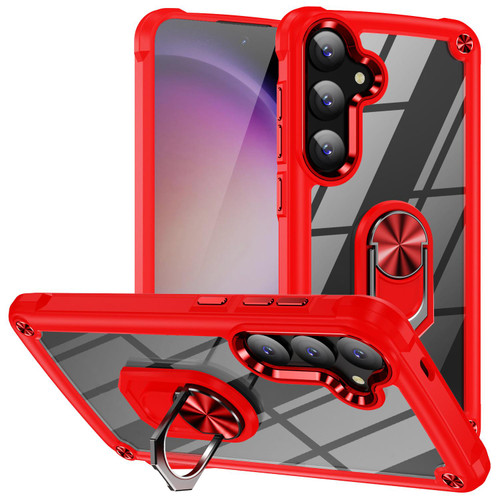 Samsung Galaxy S26+ TPU + PC Lens Protection Phone Case with Ring Holder - Red