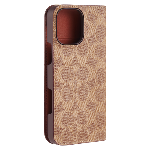 Coach - Folio Case For Apple Iphone 16 Pro Max - Signature Tan