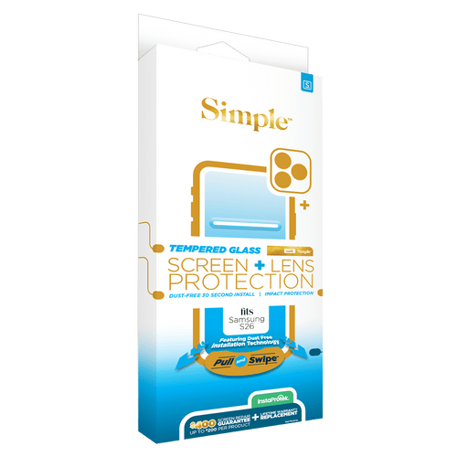 Simple - 200 Guided Screen Protector And Camera Lens Protector For Samsung Galaxy S26 - Clear
