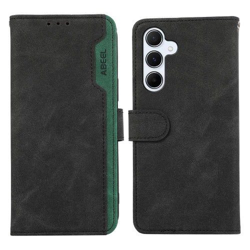 Samsung Galaxy S26 ABEEL Color Block Magnetic RFID Leather Phone Case - Black-Green