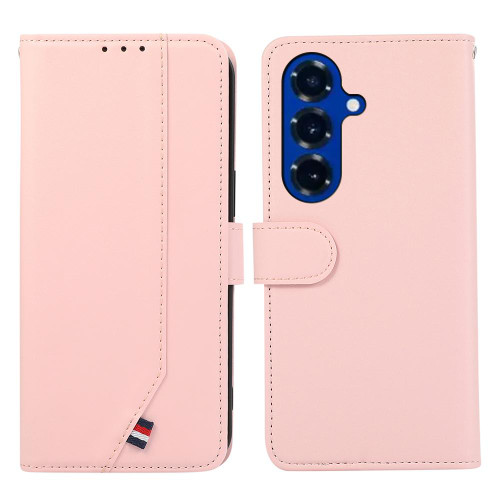 Samsung Galaxy S26 ABEEL Delicate Texture Splicing RFID Leather Phone Case - Pink