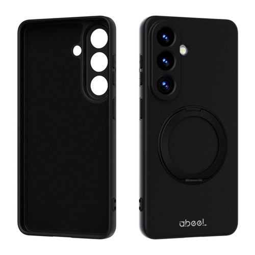 Samsung Galaxy S26 ABEEL Skin-friendly Feel Magnetic Liquid Silicone Phone Case with Holder - Black