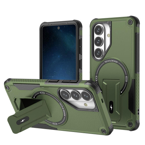 Samsung Galaxy S26 Armor MagSafe Holder PC Hybrid TPU Phone Case - Army Green