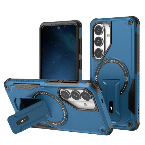 Samsung Galaxy S26 Armor MagSafe Holder PC Hybrid TPU Phone Case - Dark Blue