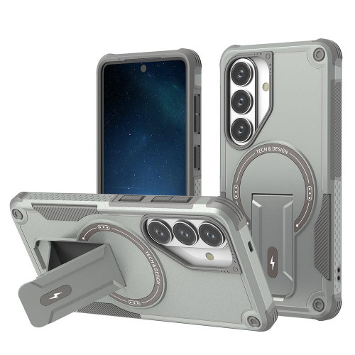 Samsung Galaxy S26 Armor MagSafe Holder PC Hybrid TPU Phone Case - Grey