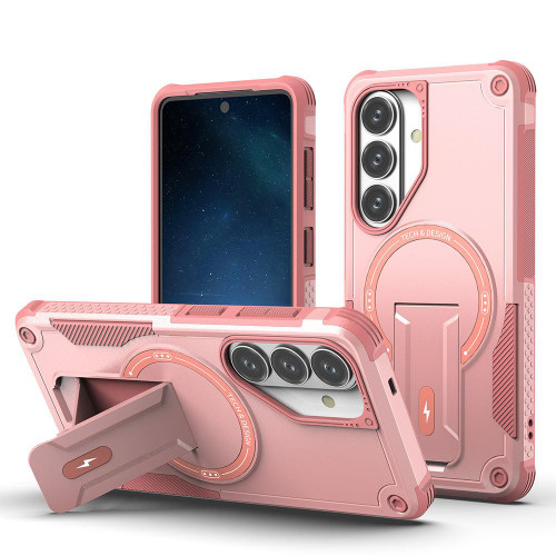 Samsung Galaxy S26 Armor MagSafe Holder PC Hybrid TPU Phone Case - Pink