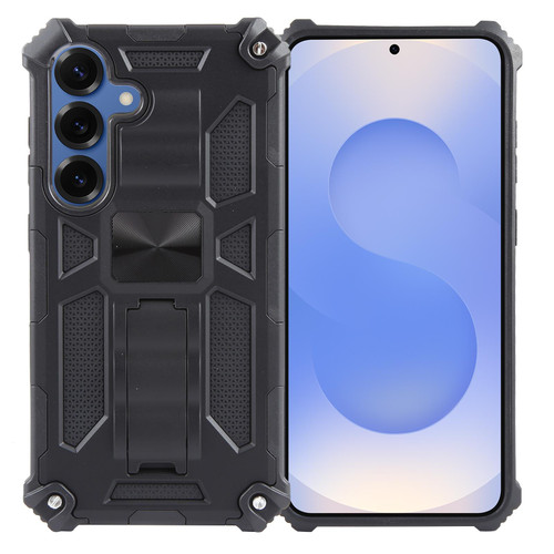 Samsung Galaxy S26 Armor Shockproof TPU + PC Magnetic Phone Case with Holder - Black