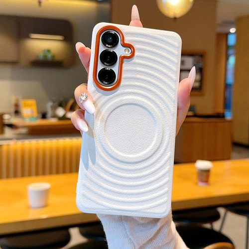 Samsung Galaxy S26 Armor Wave Texture Magnetic Shockproof Phone Case - White