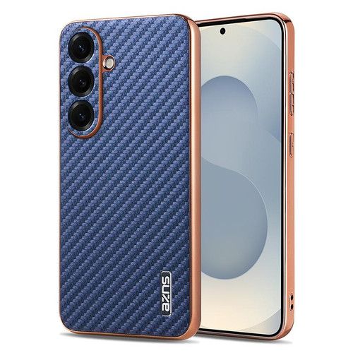 Samsung Galaxy S26 AZNS Electroplated Edge Carbon Fiber Texture Phone Case - Blue