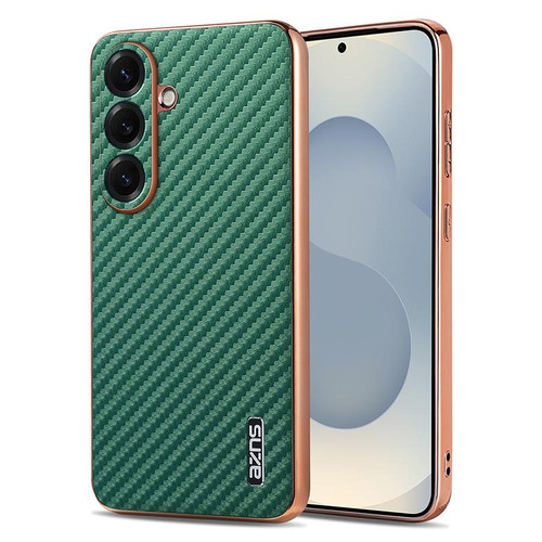 Samsung Galaxy S26 AZNS Electroplated Edge Carbon Fiber Texture Phone Case - Green