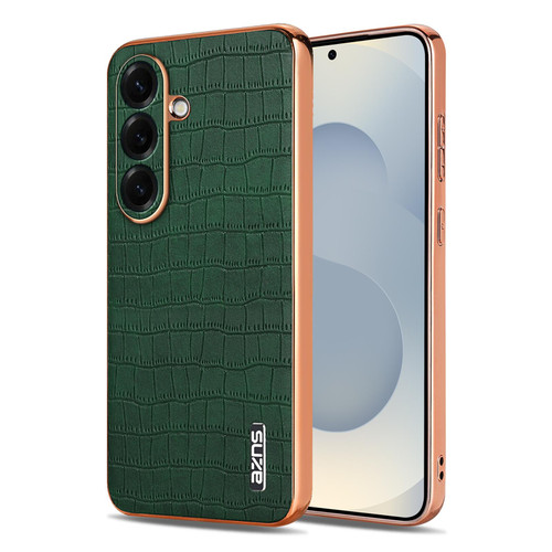 Samsung Galaxy S26 AZNS Electroplated Frame Crocodile Texture Full Coverage Phone Case - Green