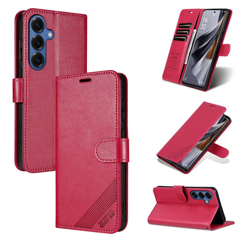Samsung Galaxy S26 AZNS Sheepskin Texture Flip Leather Phone Case - Red