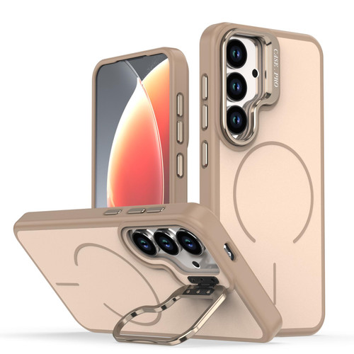 Samsung Galaxy S26 Bright Color Contrast Skin-feel Camera Bracket Magsafe Phone Case - Desert Gold