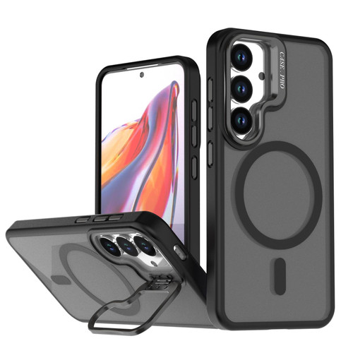 Samsung Galaxy S26 Bright Color Frosted Skin-feel Camera Bracket Magsafe Phone Case - Black