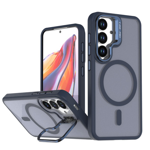 Samsung Galaxy S26 Bright Color Frosted Skin-feel Camera Bracket Magsafe Phone Case - Blue