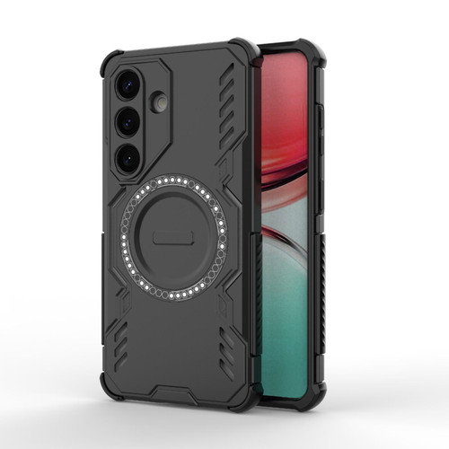 Samsung Galaxy S26 Butterfly Armor MagSafe Magnetic Ring Shockproof Phone Case - Black