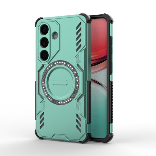 Samsung Galaxy S26 Butterfly Armor MagSafe Magnetic Ring Shockproof Phone Case - Light Green