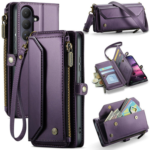 Samsung Galaxy S26 CaseMe C36 Card Slots Zipper Wallet RFID Anti-theft Leather Phone Case - Purple