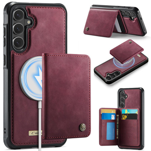 Samsung Galaxy S26 CaseMe Me80 Series Detachable Wallet Magnetic RFID Vegan Leather Phone Case - Red