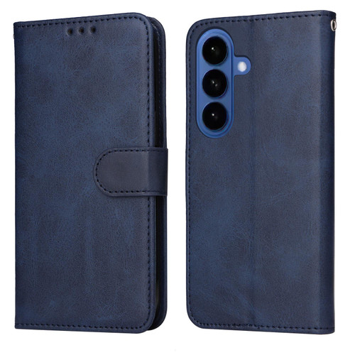 Samsung Galaxy S26 Classic Calf Texture Flip Leather Phone Case - Blue