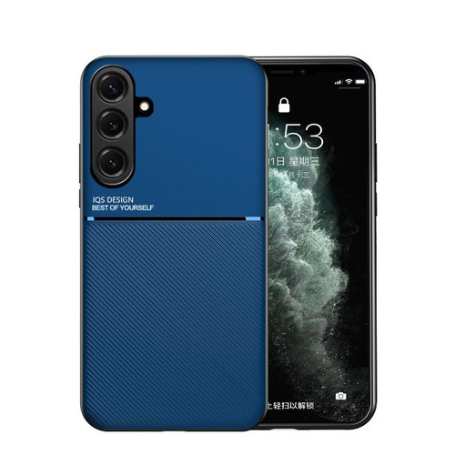 Samsung Galaxy S26 Classic Tilt Strip Grain Magnetic PC Hybrid TPU Phone Case - Blue