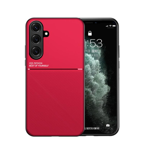 Samsung Galaxy S26 Classic Tilt Strip Grain Magnetic PC Hybrid TPU Phone Case - Red