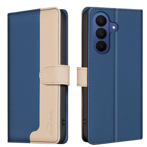 Samsung Galaxy S26 Color Matching RFID Anti-theft Leather Phone Case - Blue