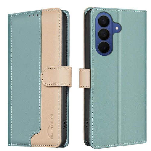Samsung Galaxy S26 Color Matching RFID Anti-theft Leather Phone Case - Green