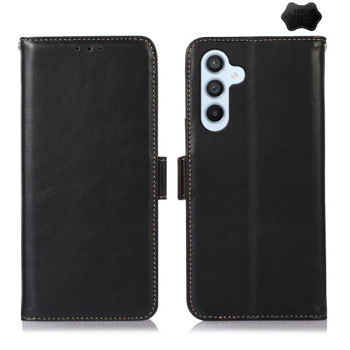Samsung Galaxy S26 Crazy Horse Top Layer Cowhide Leather Phone Case - Black