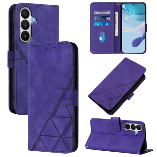 Samsung Galaxy S26 Crossbody 3D Embossed Flip Leather Phone Case - Purple