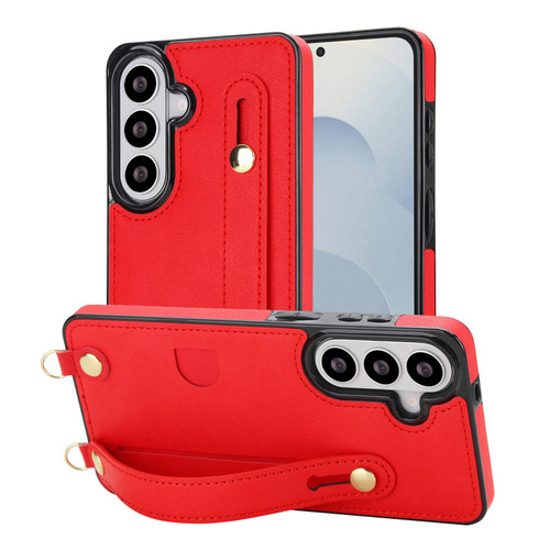 Samsung Galaxy S26 Cross-body Wristband Holder Square Phone Case - Red