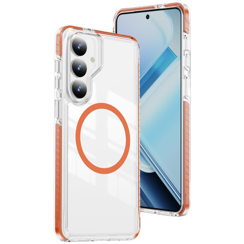 Samsung Galaxy S26 Crystal Shield Clear Magnetic Acrylic Hybrid TPU Phone Case - Orange