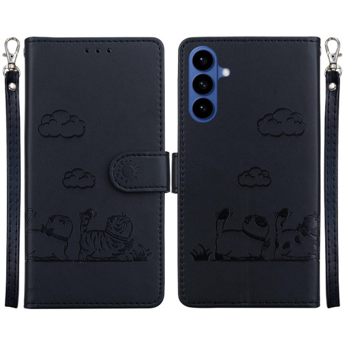 Samsung Galaxy S26 Cute Cats RFID Leather Phone Case - Black