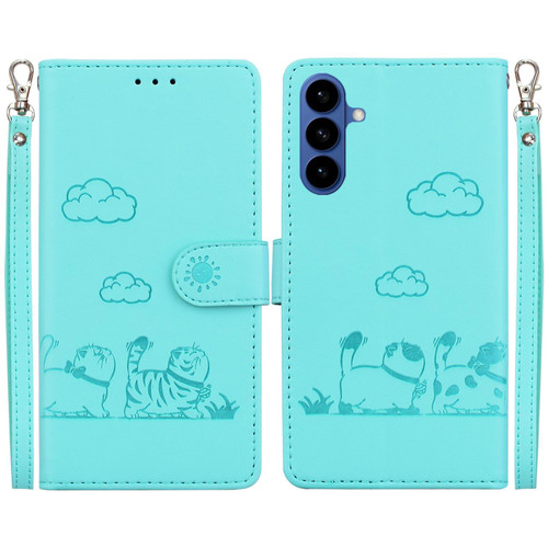 Samsung Galaxy S26 Cute Cats RFID Leather Phone Case - Green