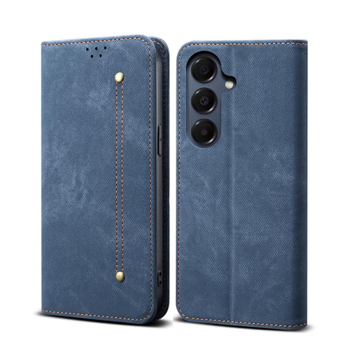 Samsung Galaxy S26 Denim Texture Casual Style Horizontal Flip Leather Case - Blue