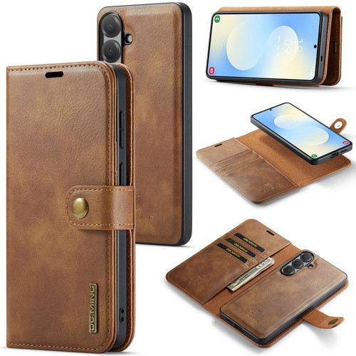 Samsung Galaxy S26 DG.MING Crazy Horse Texture Detachable Magnetic Leather Case - Brown