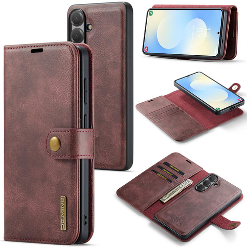 Samsung Galaxy S26 DG.MING Crazy Horse Texture Detachable Magnetic Leather Case - Red