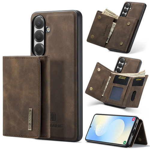 Samsung Galaxy S26 DG.MING M1 Series 3-Fold Multi Card Wallet + Magnetic Phone Case - Coffee