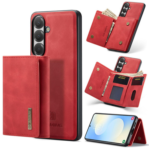 Samsung Galaxy S26 DG.MING M1 Series 3-Fold Multi Card Wallet + Magnetic Phone Case - Red