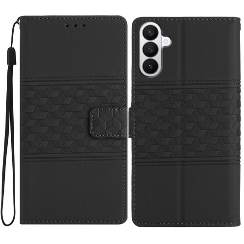 Samsung Galaxy S26 Diamond Embossed Skin Feel Leather Phone Case - Black