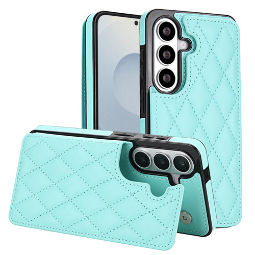 Samsung Galaxy S26 Double Buckle Rhombic PU Leather Phone Case - Blue