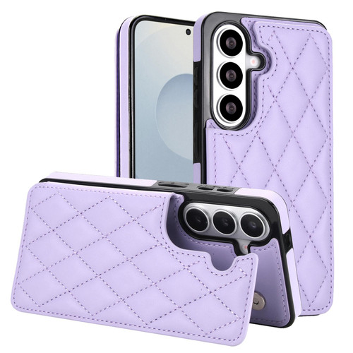 Samsung Galaxy S26 Double Buckle Rhombic PU Leather Phone Case - Purple