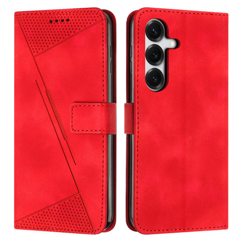 Samsung Galaxy S26 Dream Triangle Leather Phone Case with Lanyard - Red