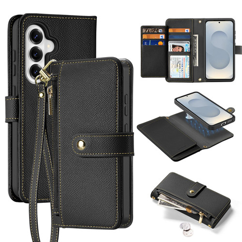 Samsung Galaxy S26 DUX DUCIS Lawa Series 2 in 1 Wallet Zipper Detachable MagSafe Phone Case with Lanyard - Black
