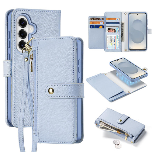 Samsung Galaxy S26 DUX DUCIS Lawa Series 2 in 1 Wallet Zipper Detachable MagSafe Phone Case with Lanyard - Light Blue