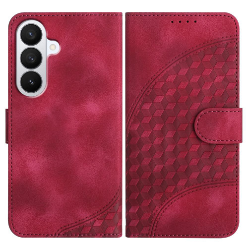 Samsung Galaxy S26 Elephant Head Embossed Phone Leather Case with Lanyard - Rose Red